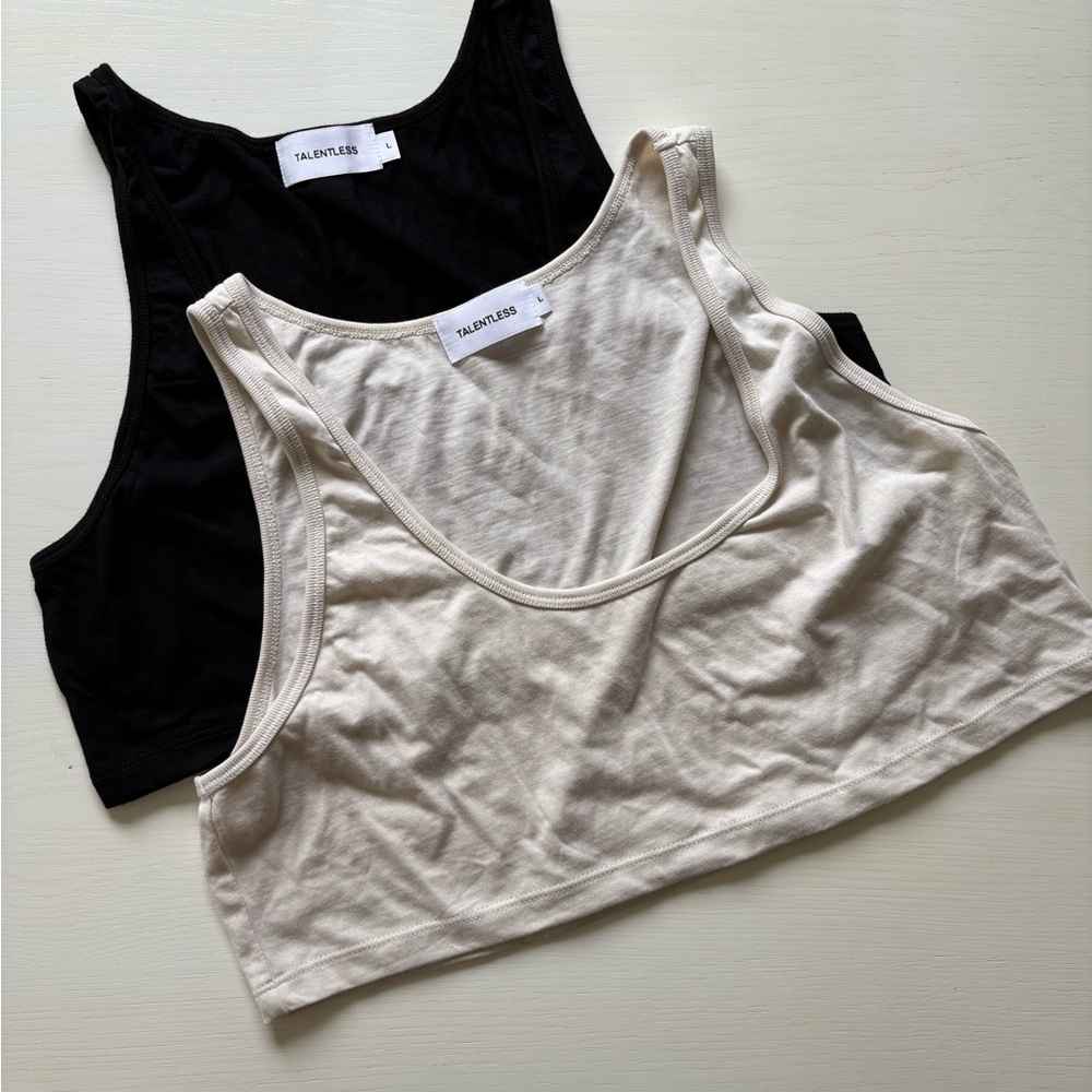 TALENTLESS Tan Crop Tank Top